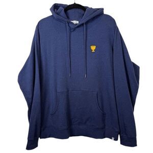 Peter Millar Presidents Cup Pine Performance Raglan Pullover Hoodie Blue Large